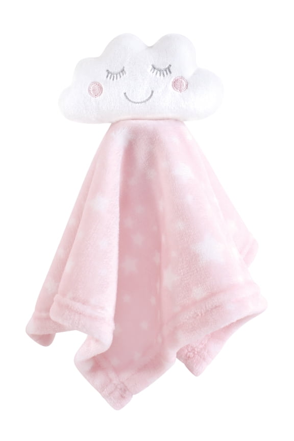 Hudson Girls Animal Face Security Pink Cloud Plush Baby Blanket