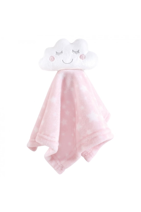 Hudson Girls Animal Face Security Pink Cloud Plush Baby Blanket
