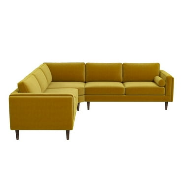 Hudson Gold Velvet Modern Living Room Corner Symmetrical Sofa