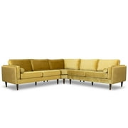 Hudson Gold Velvet Modern Living Room Corner Symmetrical Sofa