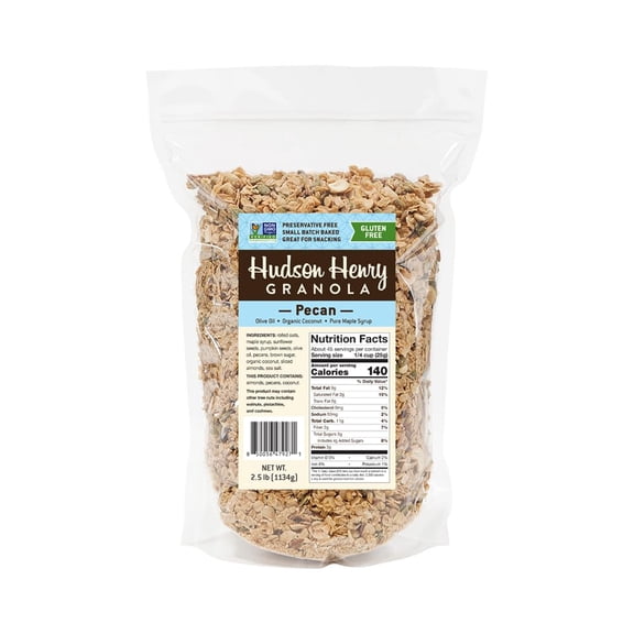 Hudson Henry Pecan Granola for Yogurt, Snacking & Cereal | Gluten Free Granola with Nuts and Seeds | Maple Pecan Granola, Non-GMO, Small Batch Baked | 2.5 lb Bulk Bag