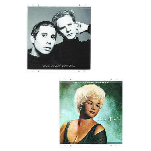 Hudson Hi-Fi Modular Vinyl Record Wall Mount Display System - Clear Acrylic Record Shelf Magnetic Vinyl Holder Wall Record Display Albums - Wall Mount LP Record Holder 2 Pack