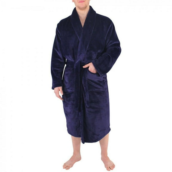 Hudson Home Decor Men’s Small Medium Durable Plush Soft Robe, Navy (Men’s)
