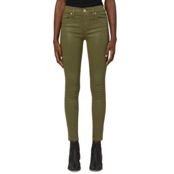 Hudson Jeans Barbara Coated Skinny Jeans In High Shine Army - 26