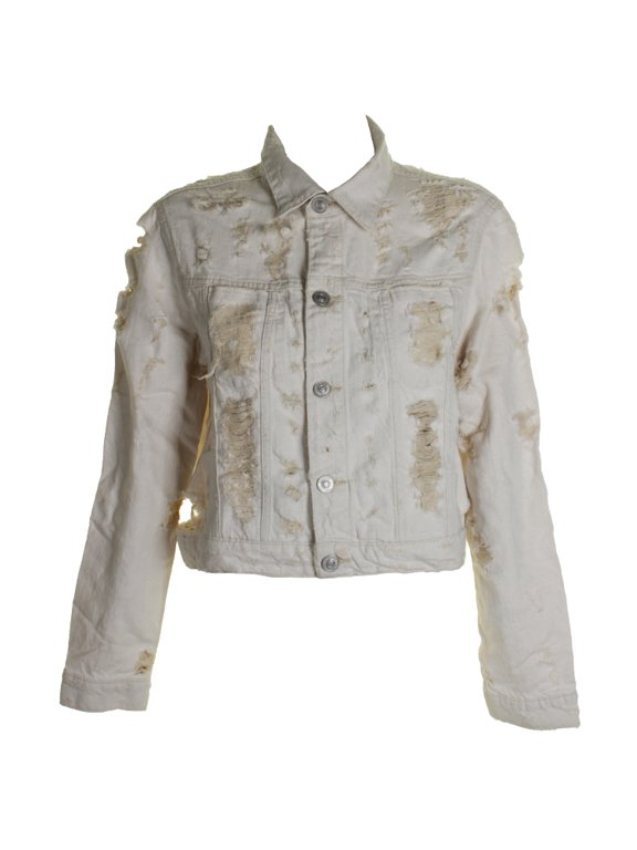 Jeans Ivory Garrison Cotton Ripped Denim Jacket L