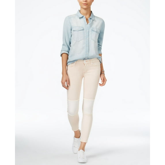 Hudson Jeans Suzzi Patched Skinny Jeans Pink Champange 26