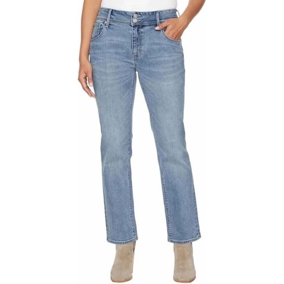 Hudson Women's Mid Rise Straight Jean, Premium Stretch Denim, Icy Blue, 6