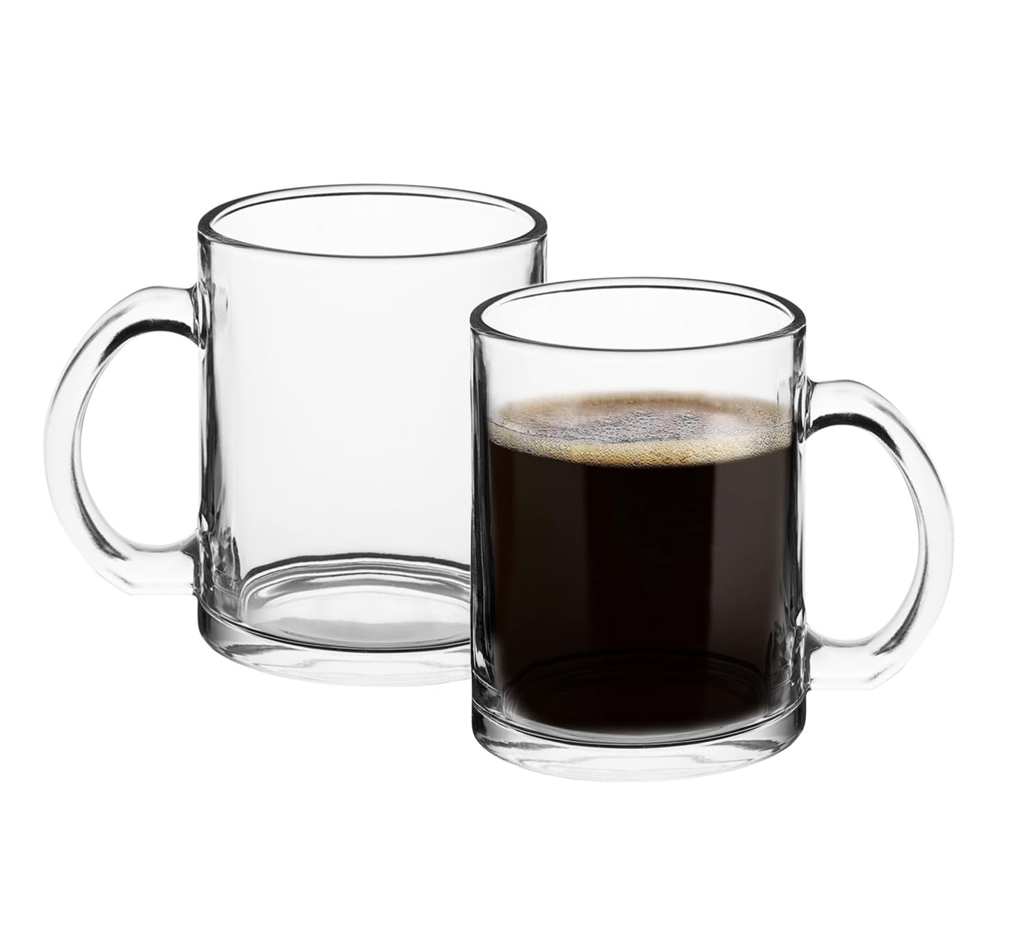 Hudson & Lane Clear Glass Coffee Mugs - Set Of 2, 12 Oz, Luxury Espresso Cups With Handles