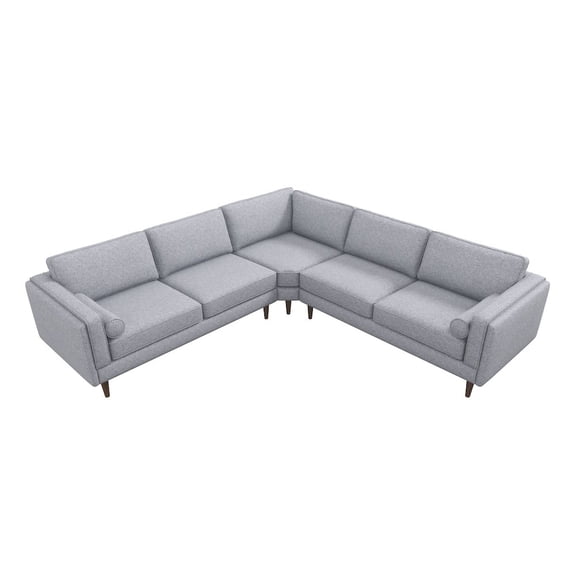 Hudson Light Gray Fabric Modern Living Room Corner Symmetrical Sofa