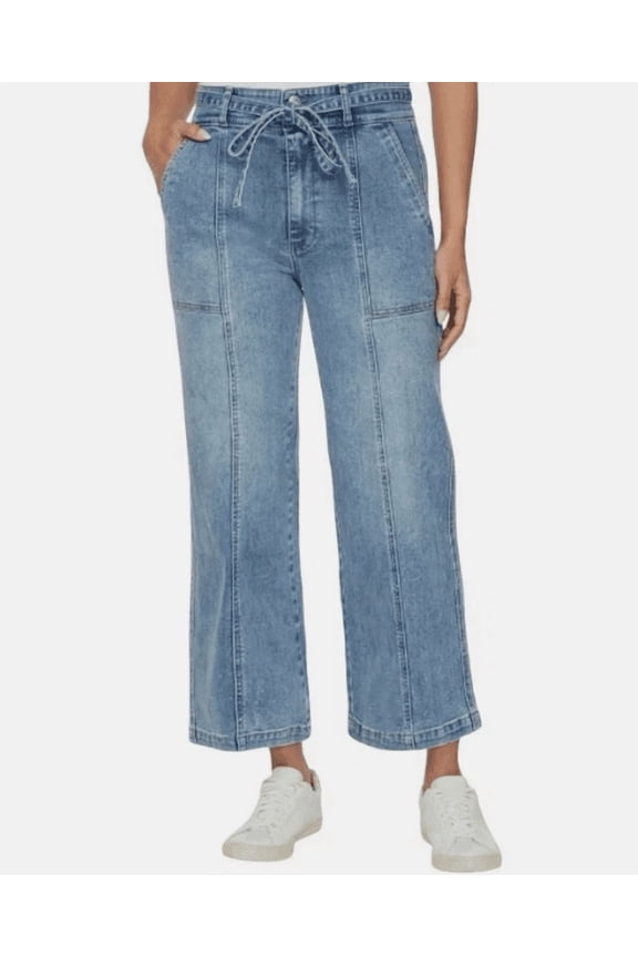 Los Angeles Womens Wide Leg Belted Jean Blue 14/34