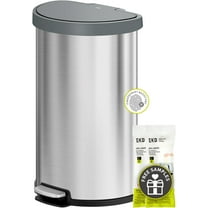 Hudson Matte Stainless 75 Liter/20 Gallon Step Trash Can with Rear Trash Bag Storage Compartment