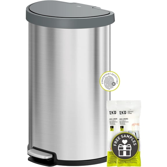 Hudson Matte Stainless 75 Liter/20 Gallon Step Trash Can with Rear Trash Bag Storage Compartment