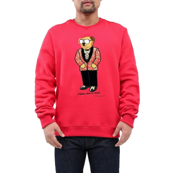 Hudson Men's Culture Bear Crewneck Sweatshirt Red h5052499-red
