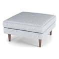 thumbnail image 1 of Hudson Mid-Century Square Fabric Linen Upholstered Ottoman in Light Gray, 1 of 7