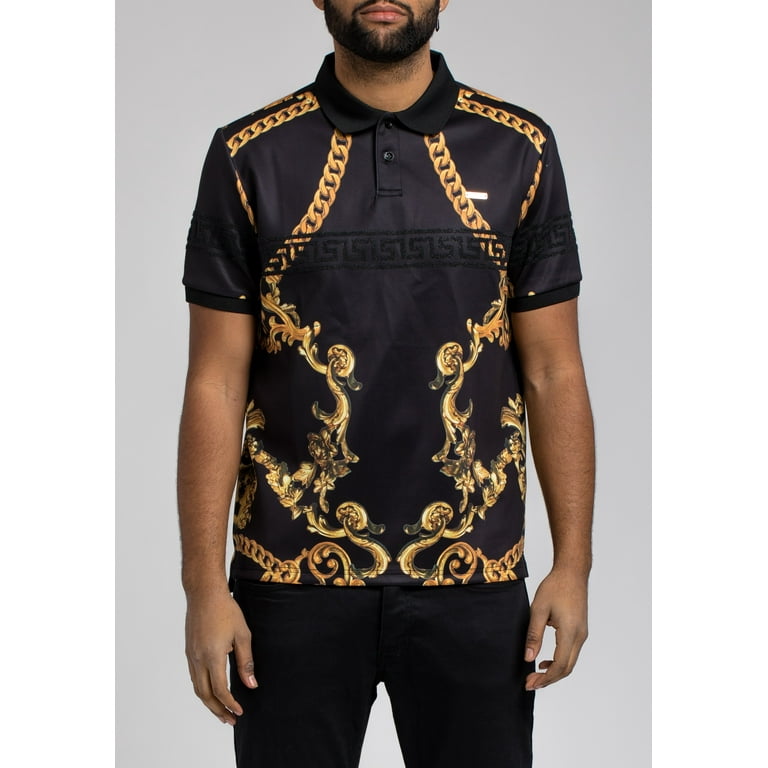 Mens black and gold polo shirt hot sale