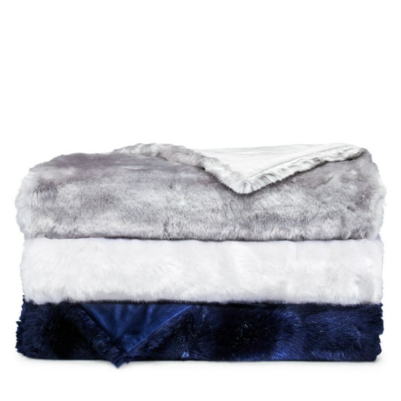 Hudson Park Collection Lynx Faux Fur Throw, White, 50" x 70"
