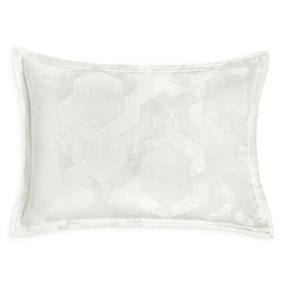 Hudson Park Collection Textured Lattice Pillow Shams, White, 36" x 20"