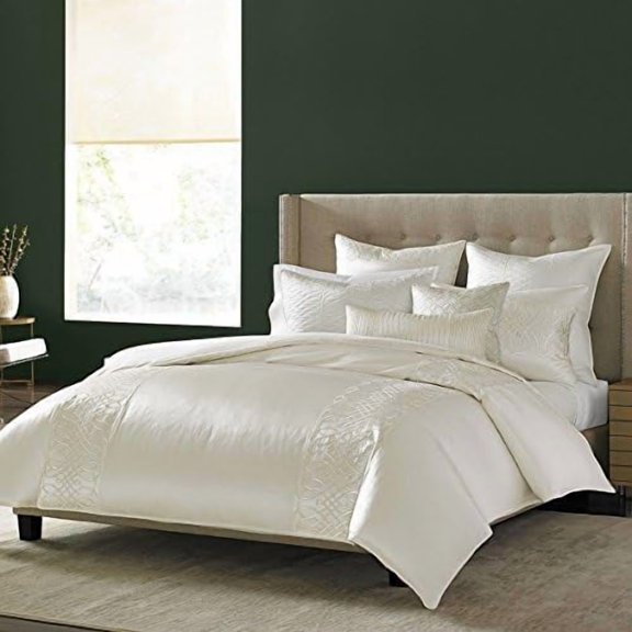 Hudson Park Lucca Quilted King Pillowsham, Pearl$$Bedding
