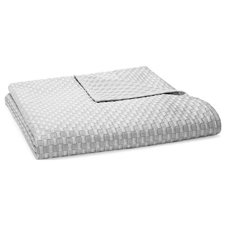 Hudson Park Luxe Block Matelasse Full/Queen Coverlet, Silver