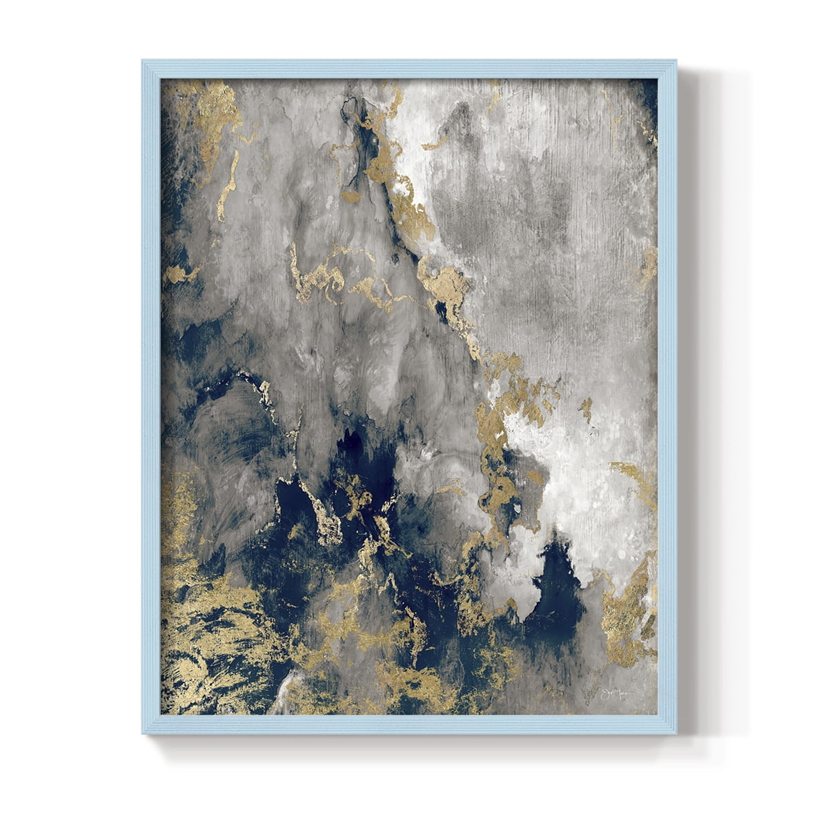 Hudson Path in Blue Solid Wood 11 x 14 Framed Print