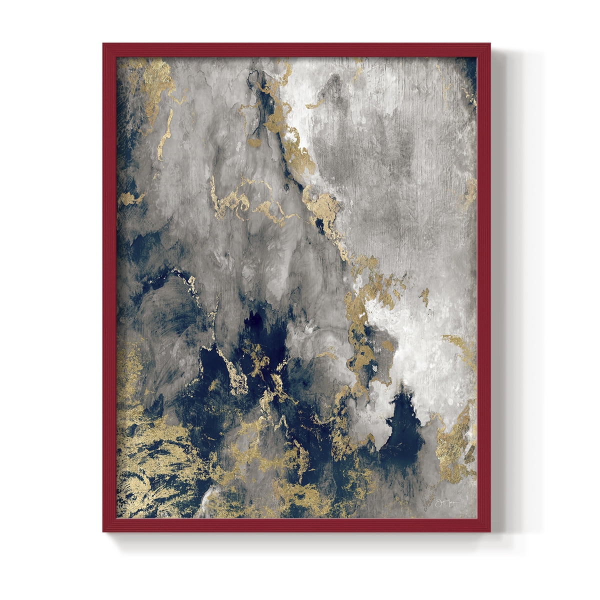 Hudson Path in Red Solid Wood 11 x 14 Framed Print