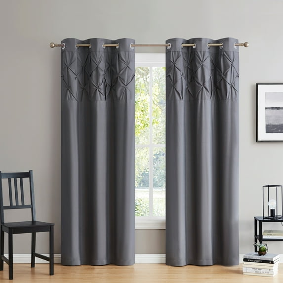Hudson Pintuck Window Curtain Panel Pair 96"x38"