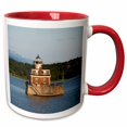 thumbnail image 1 of 3drose, Hudson River. Historic Hudson-athens Lighthouse, Circa 1874., 11oz Two-tone Red Mug, 1 of 6