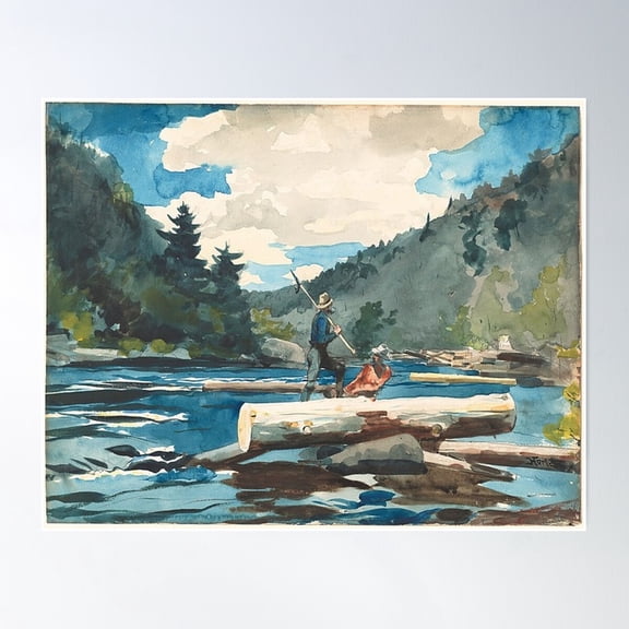 Hudson River Logging Poster Wall Art, Modern Wall Decor For Living Room Bedroom, 24x36 UNFRAMED