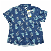 HUDSON RIVER Men's Heritage Classics Button Front Short Sleeve Slim Fit Shirt 2XL/Navy