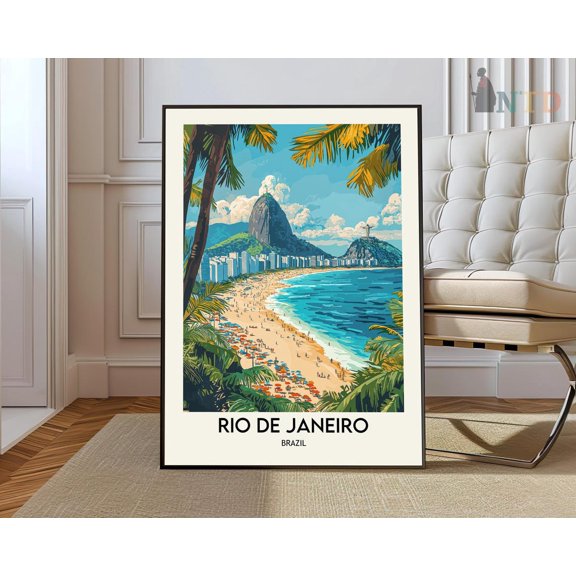 Hudson River New York Travel Poster, Stretched Canvas 8x10in