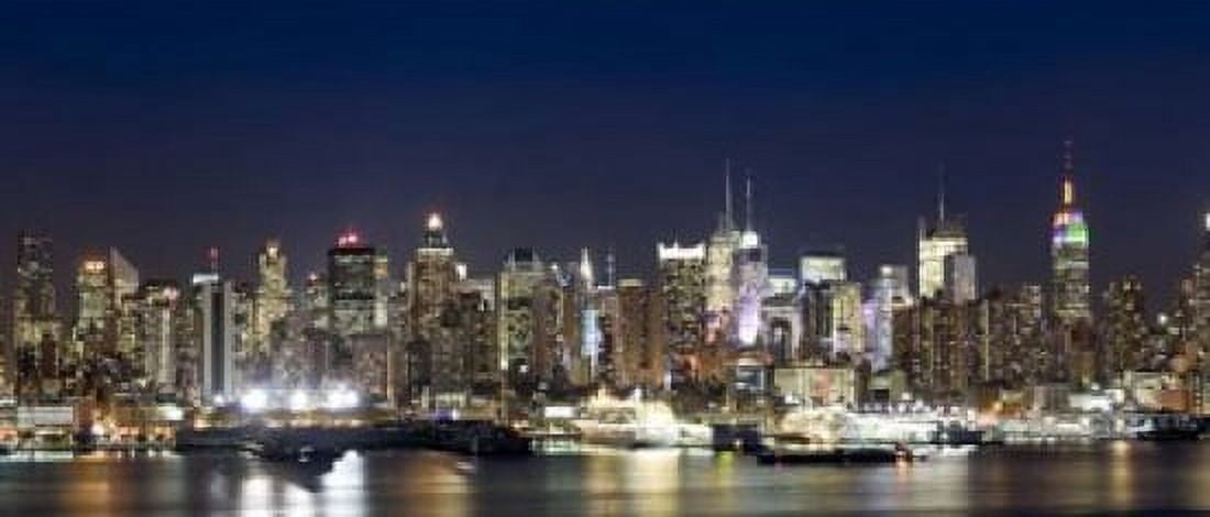 Hudson River at Dusk Manhattan New York City Canvas Art - Panoramic Images (29 x 12)