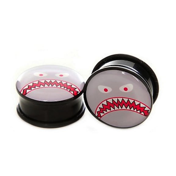 Hudson Shark Mouth / Shark Face O-Ring Acrylic Gauges/Plugs 11/16'' (18mm) 2 Piece (1 Pair) (B/1/3/51)