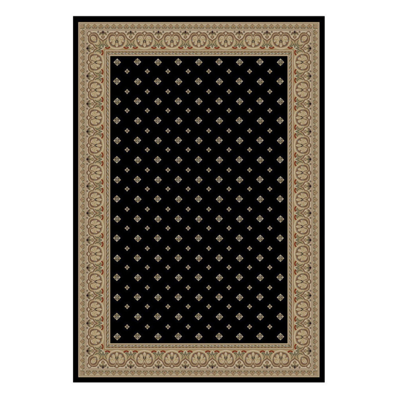 Elegant Black Round Polypropylene Area Rug with Jute Backing