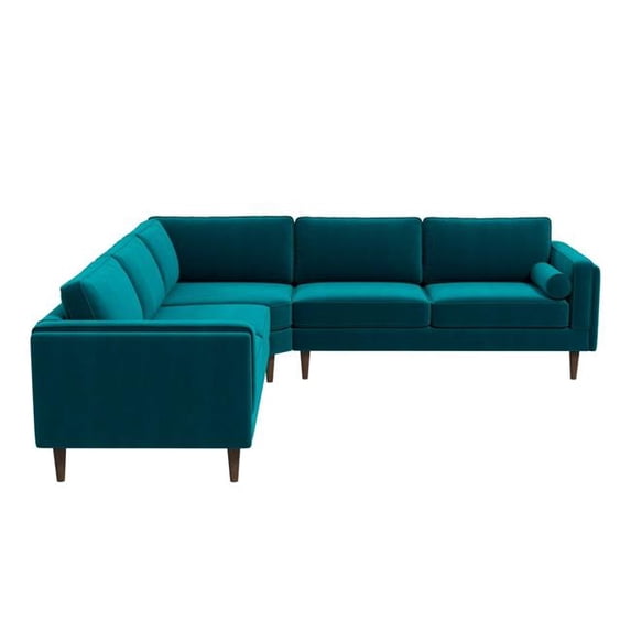 Hudson Turquoise Velvet Modern Living Room Corner Symmetrical Sofa