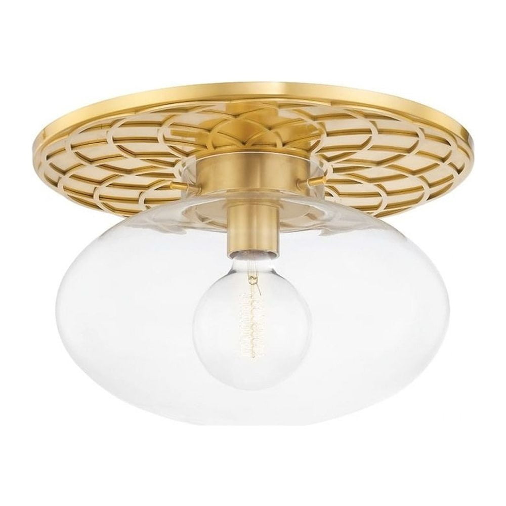 Aged Brass Globe Indoor/Outdoor 16" Glass Ceiling Light
