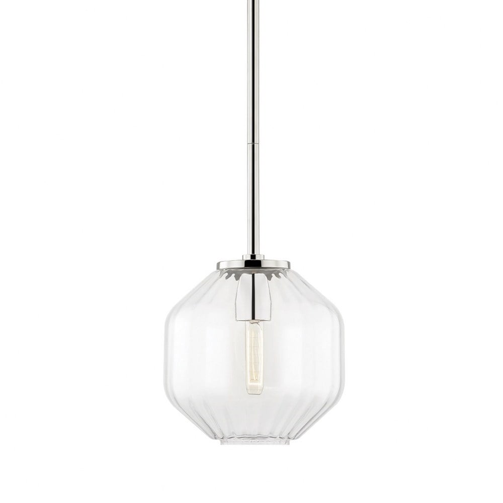 Elegant Globe Pendant Light in Polished Nickel with Clear Glass