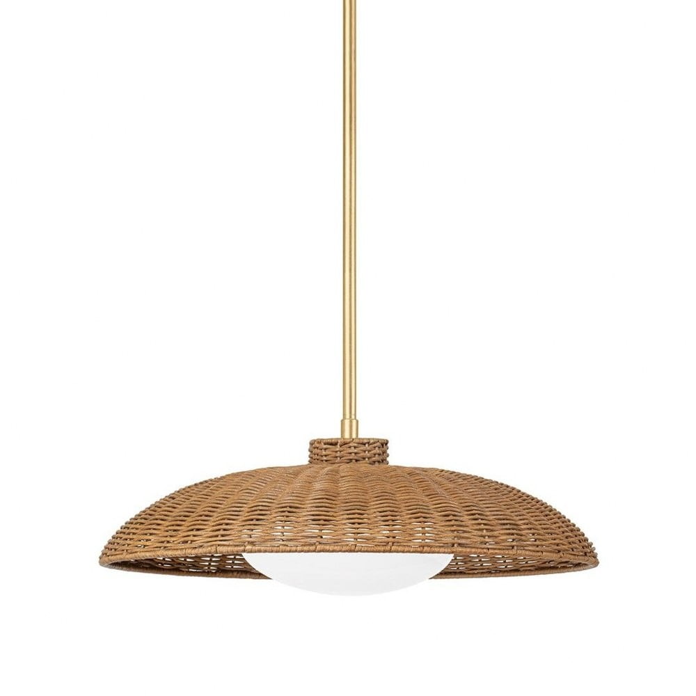 Vintage Gold Leaf Rattan Globe Pendant Light