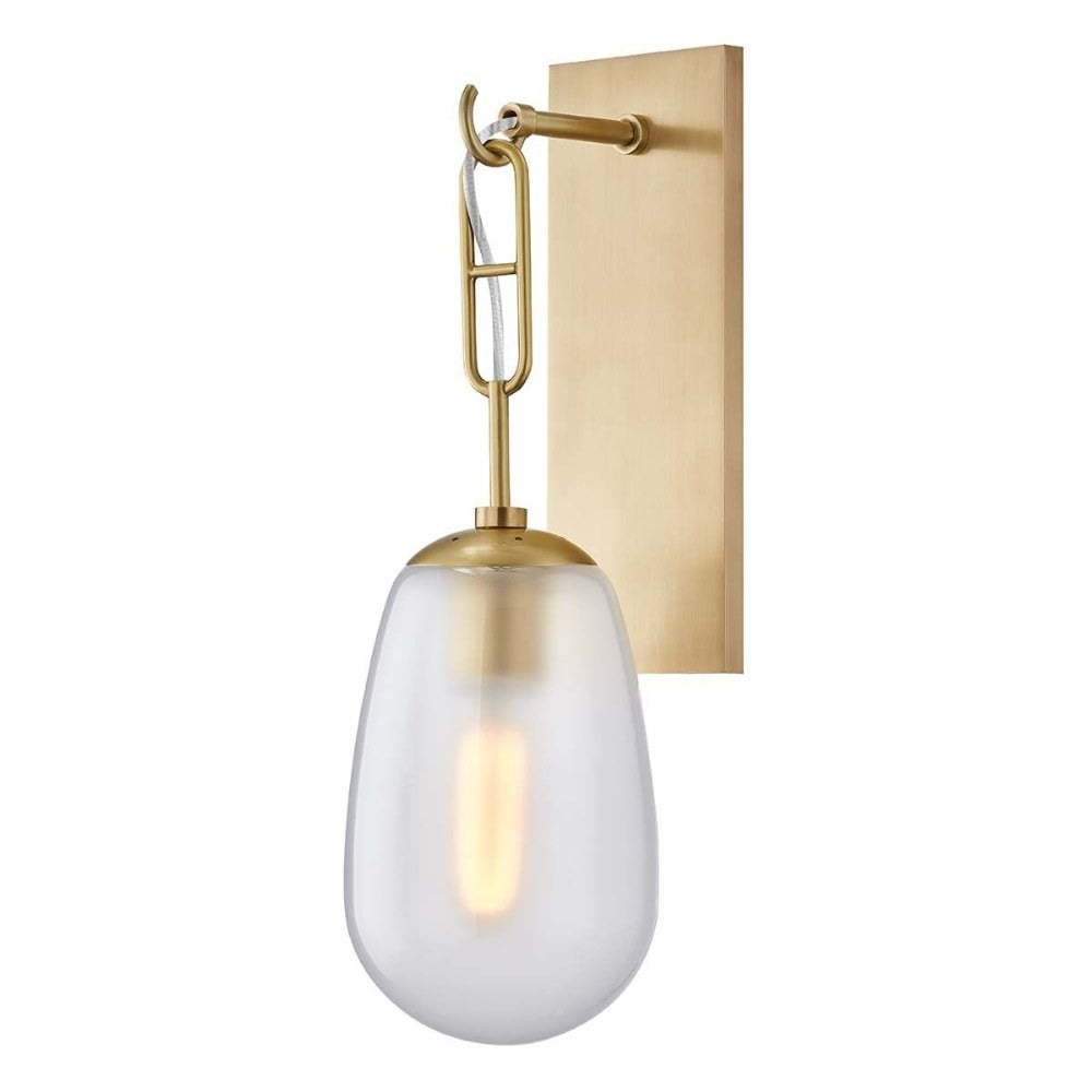 Bruckner Aged Brass Energy Star 1-Light Sconce with Clear Crystal Glass