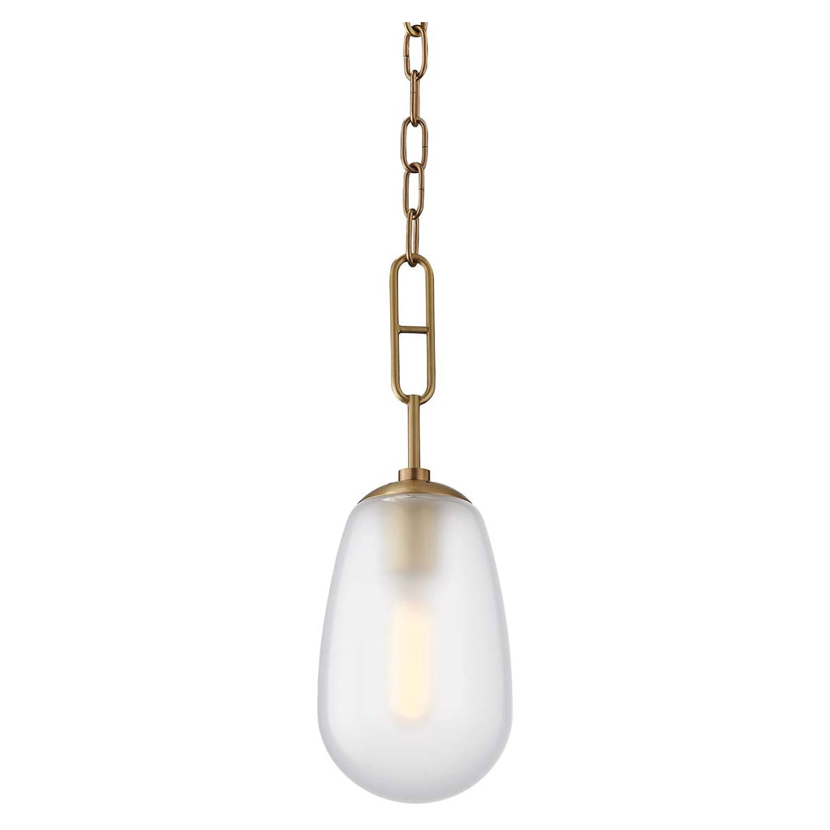 Bruckner Aged Brass 1-Light Pendant with Clear Crystal Glass Shade