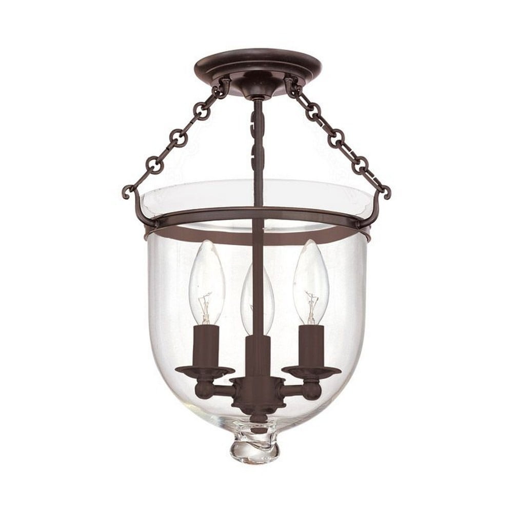 Hampton Old Bronze 3-Light Indoor/Outdoor Semi-Flush Ceiling Fixture