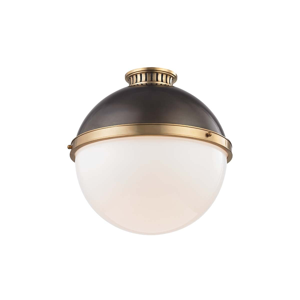 Aged Bronze Opal Glass Globe Semi-Flush Mount Light - Indoor/Outdoor
