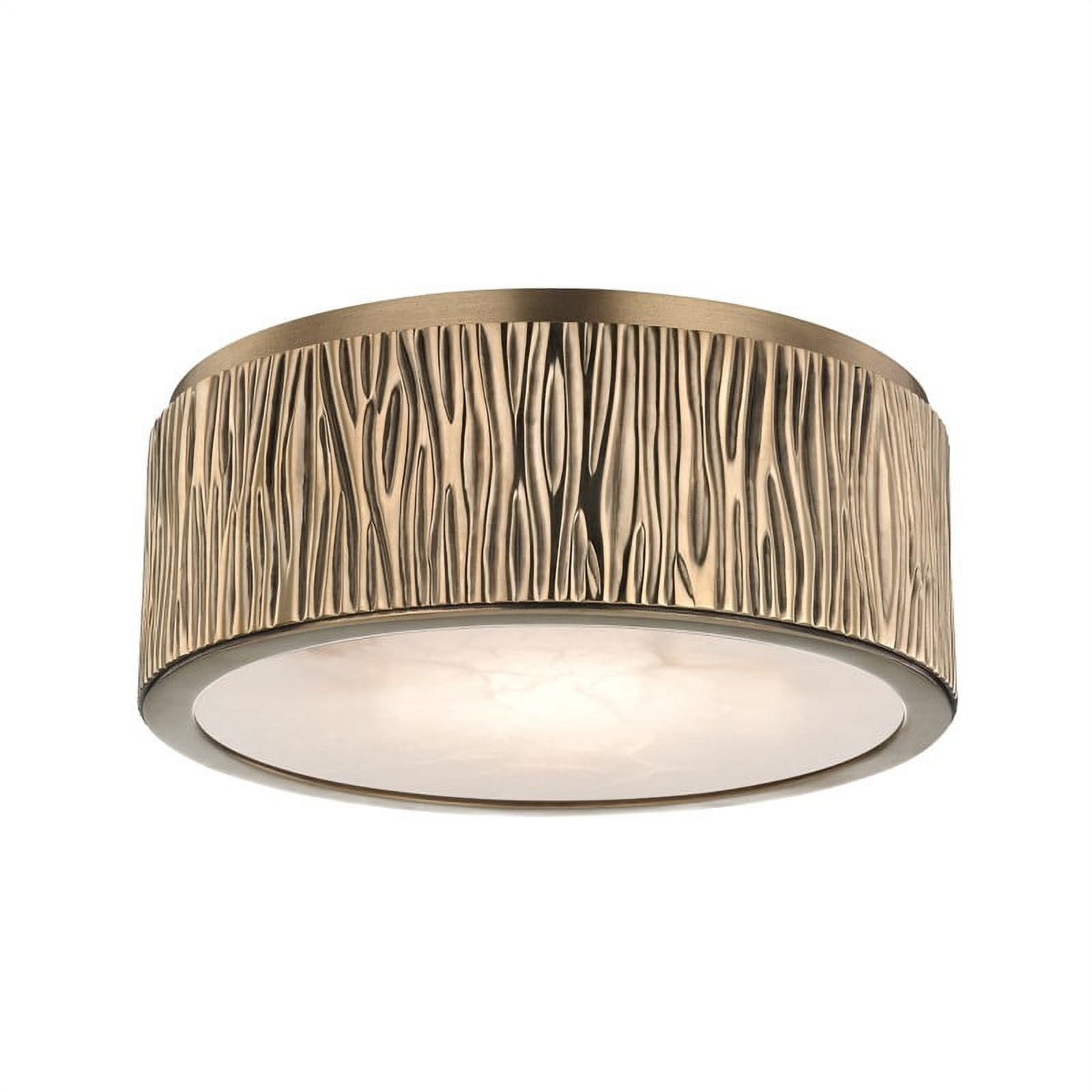 Crispin Aged Brass LED Flush Mount with White Opal Alabaster Shade
