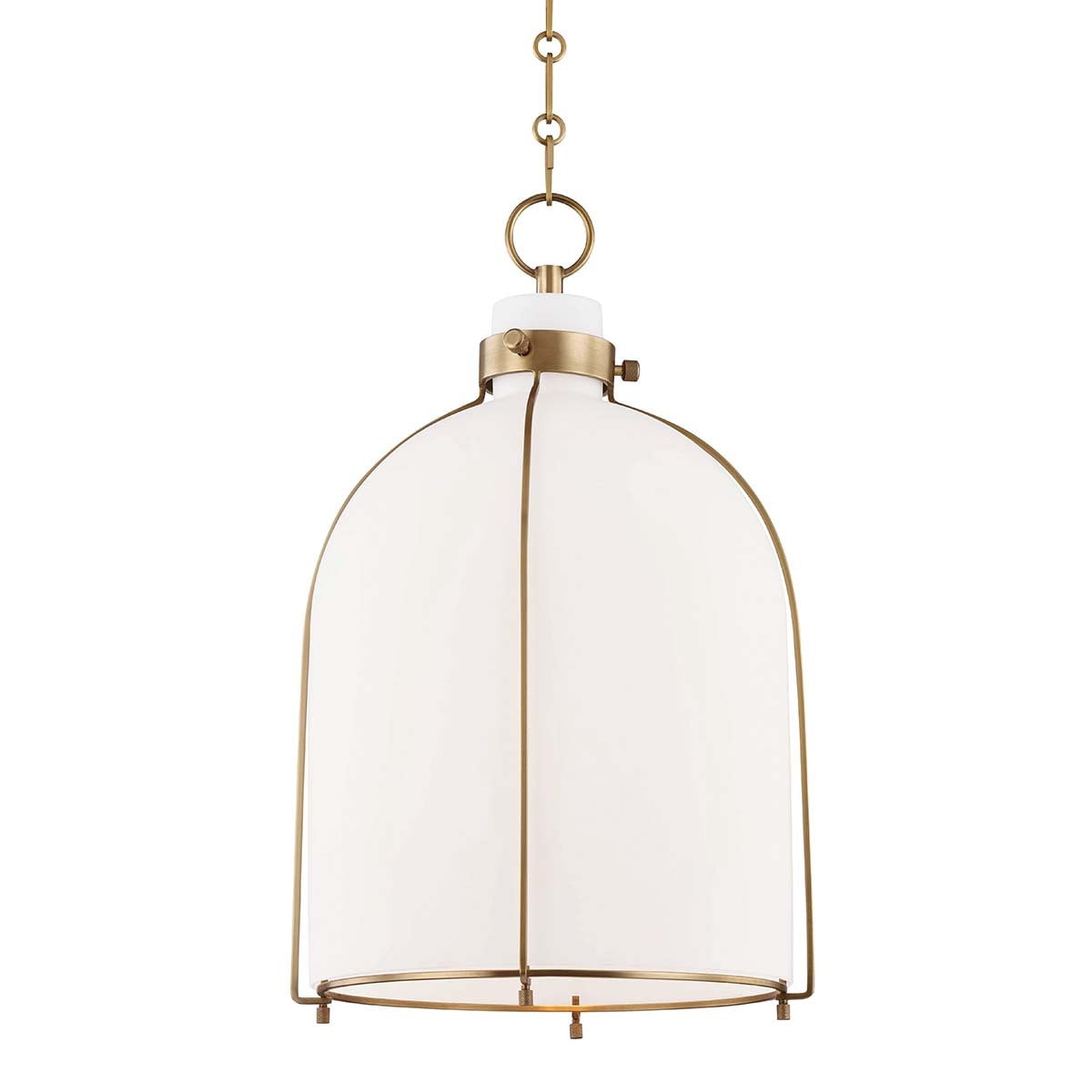 Eldridge Aged Brass Opal Glass Bowl Pendant Light