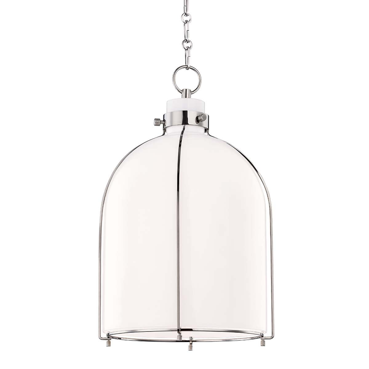 Eldridge 13.25" Polished Nickel & Opal Glass Indoor/Outdoor Pendant Light