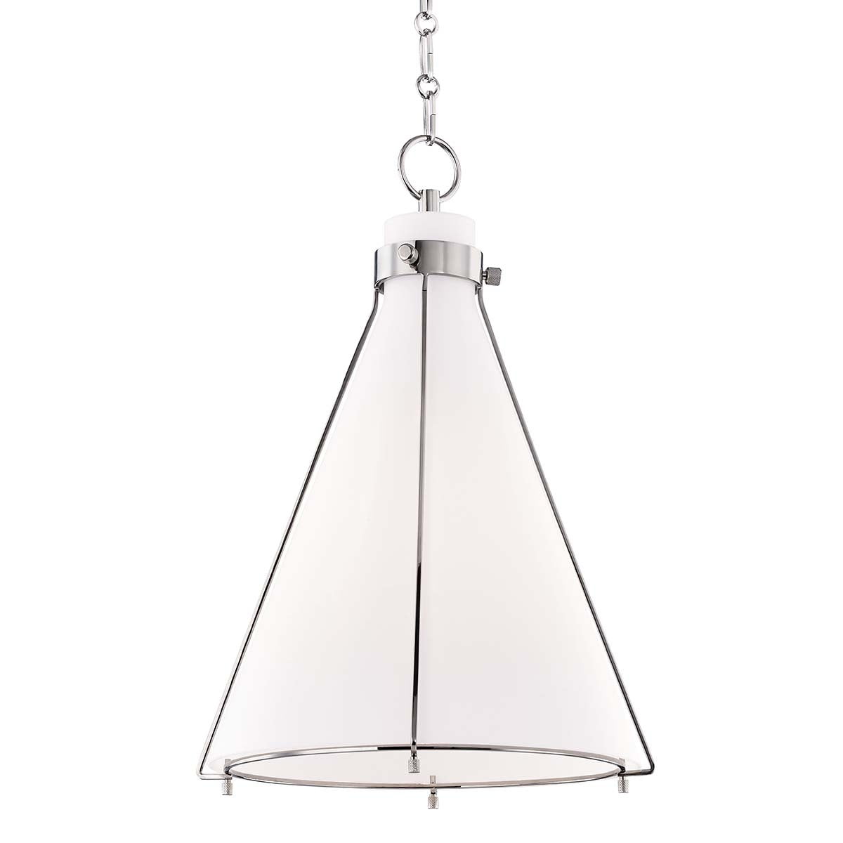 Eldridge Polished Nickel 1-Light Pendant with Opal Glass Shade