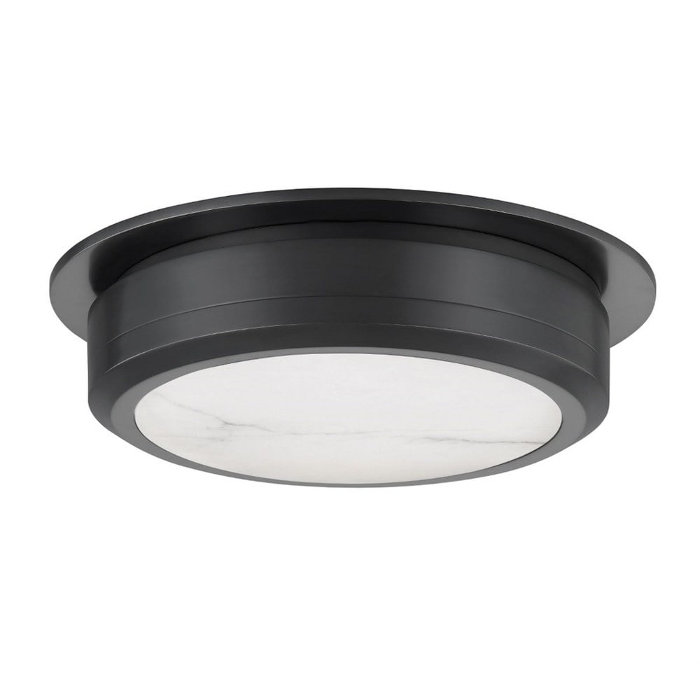 Greenport Old Bronze LED Flush Mount with White Spanish Alabaster Shade