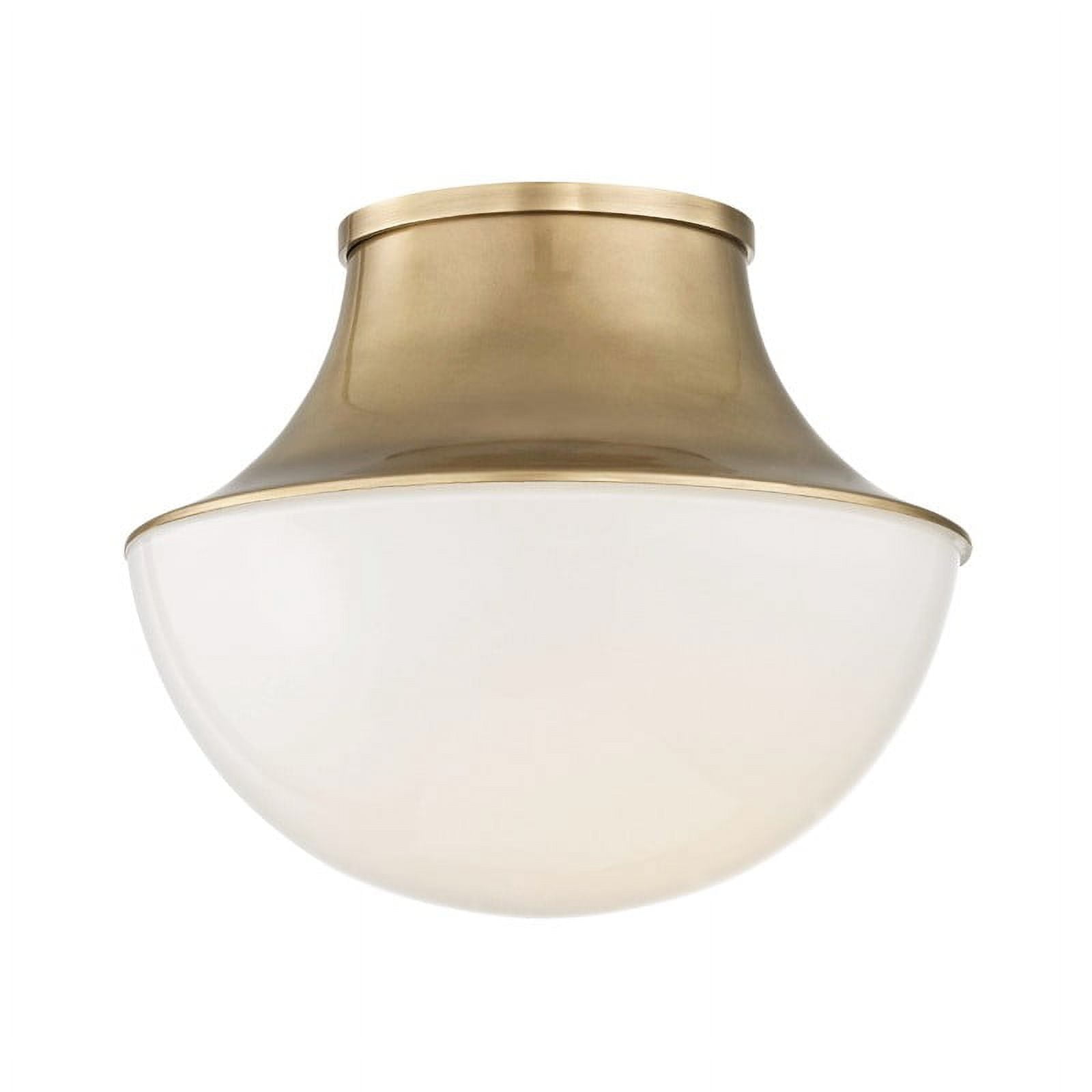 Alistair Curved Metal and Glass Flush Mount in Aged Brass