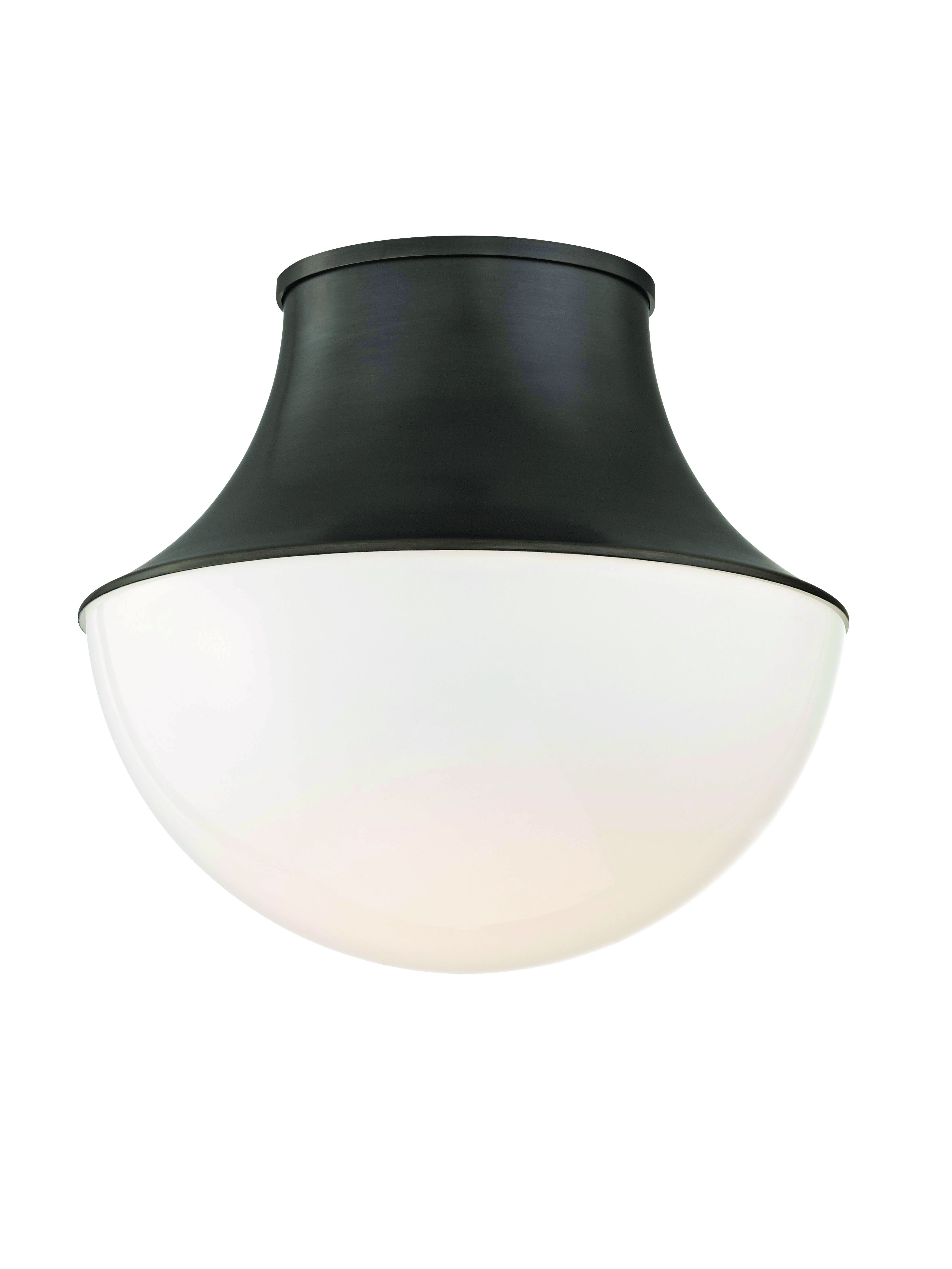 Lettie Old Bronze 14.75" LED Globe Flush Mount with White Glass Shade