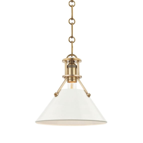 Hudson Valley Lighting Mds351-Ow Painted No.2 1 Light 10" Wide Mini Pendant - Brass