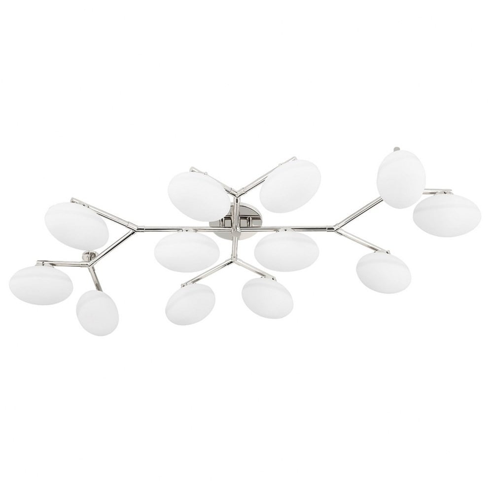 Elegant Branching 12-Light LED Semi-Flush Mount in Polished Nickel